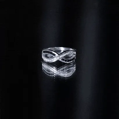 1 CT Channel Set Created Black Diamond Infinity Ring with Diamond