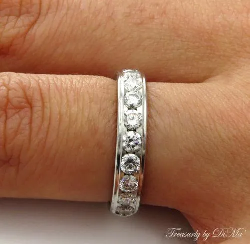 1.00CT SOLID PLATINUM DIAMOND WEDDING ANNIVERSARY BAND RING COMFORT FIT