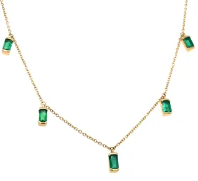 1.07ct tw Dangling Emerald Diamond by the Yard Chain Necklace