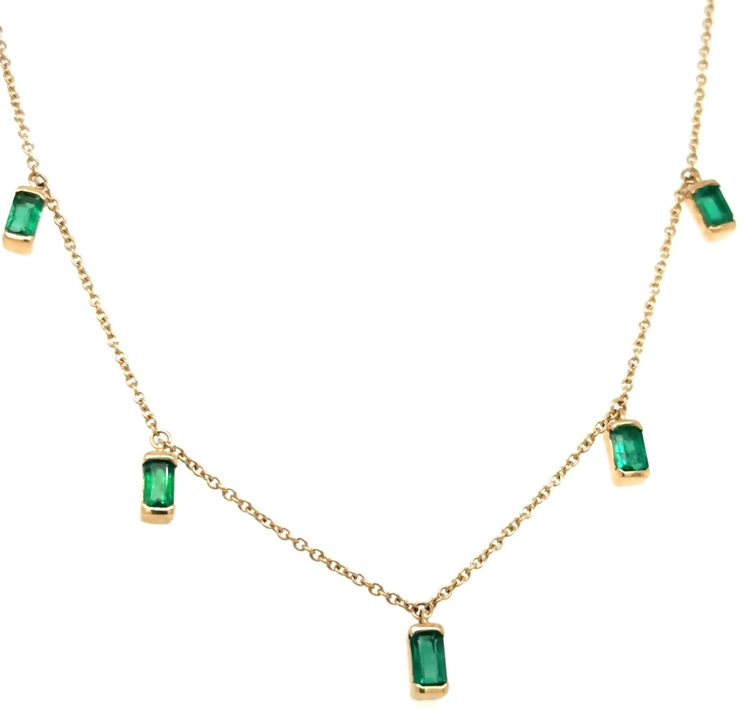 1.07ct tw Dangling Emerald Diamond by the Yard Chain Necklace