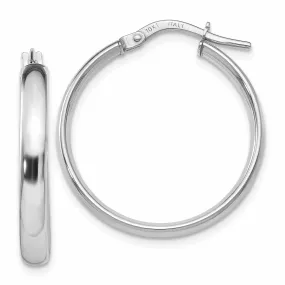 10k White Gold Polished Finish Hoop Earrings