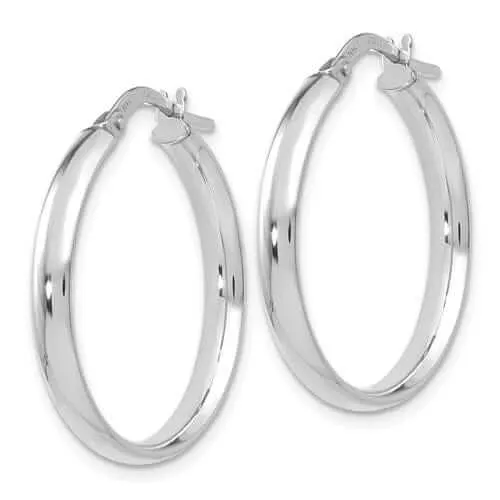 10k White Gold Polished Finish Hoop Earrings