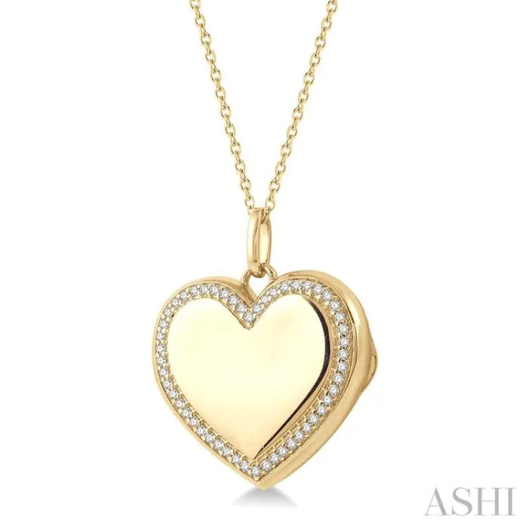 1/4 ctw Heart Round Cut Diamond Locket Pendant With Chain in 10K Yellow Gold