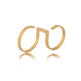 14 Karat Gold Ufinishing Line Double Line Double Ring / Gold  (UL)