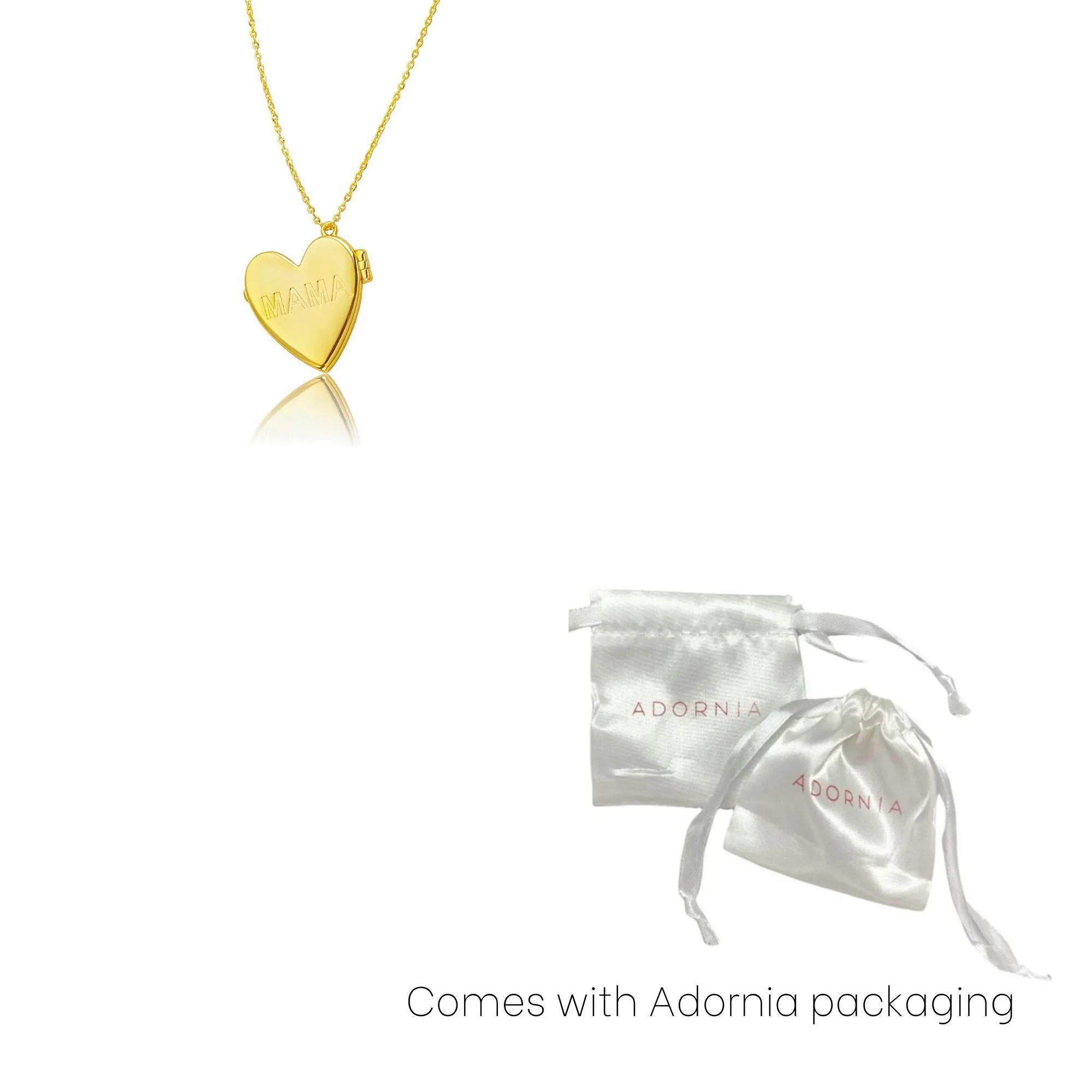 14k Gold Plated Engraved MAMA Heart Locket