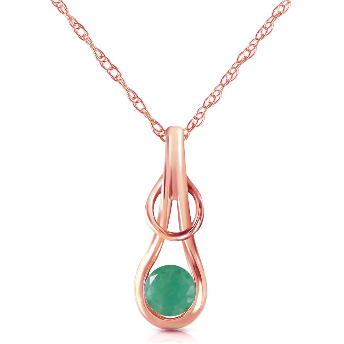 14K Solid Rose Gold Natural Emerald Necklace Certified Class