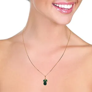 14K Solid Rose Gold Natural Emerald Necklace Jewelry