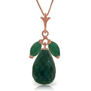 14K Solid Rose Gold Natural Emerald Necklace Jewelry