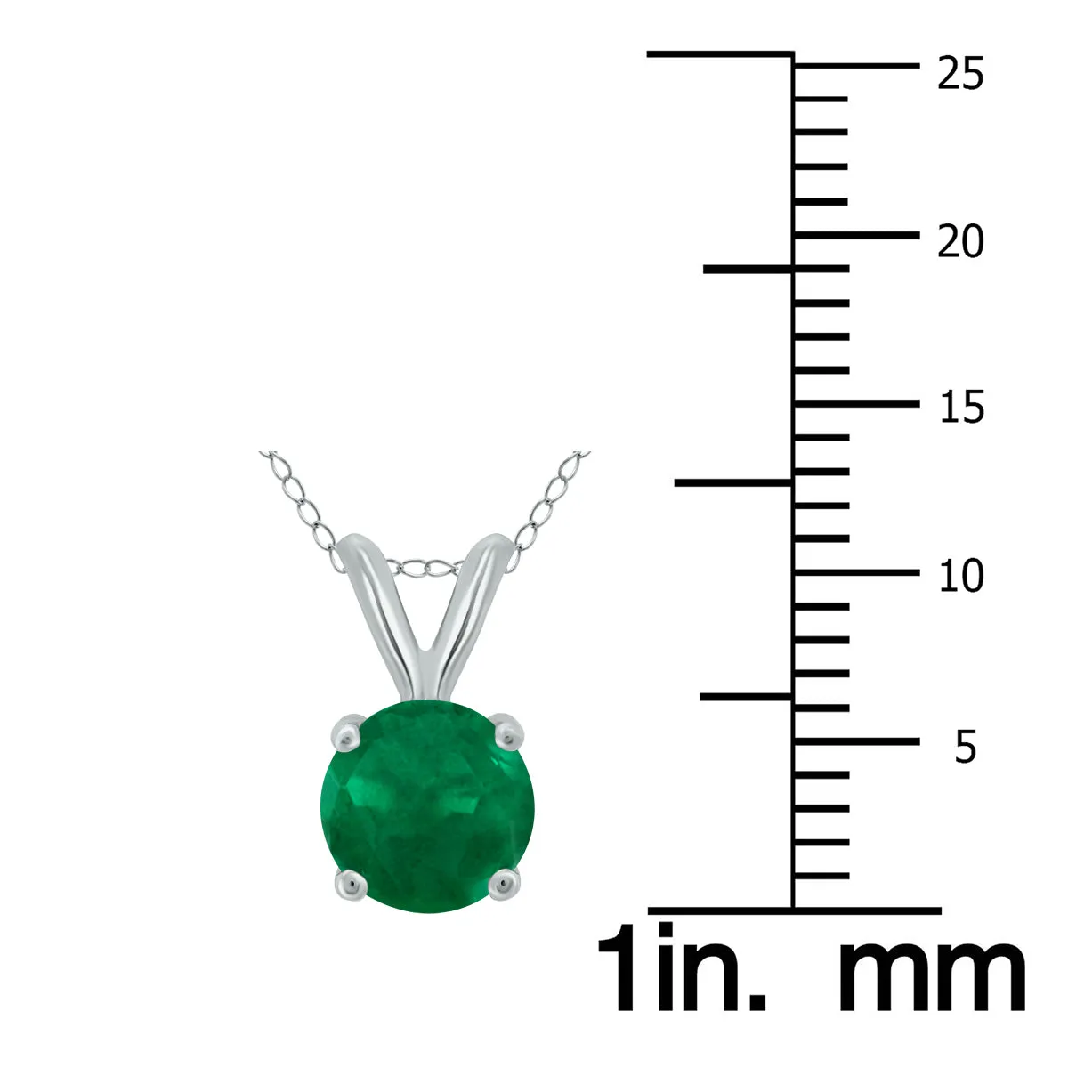 14K White Gold 5Mm Round Emerald Pendant