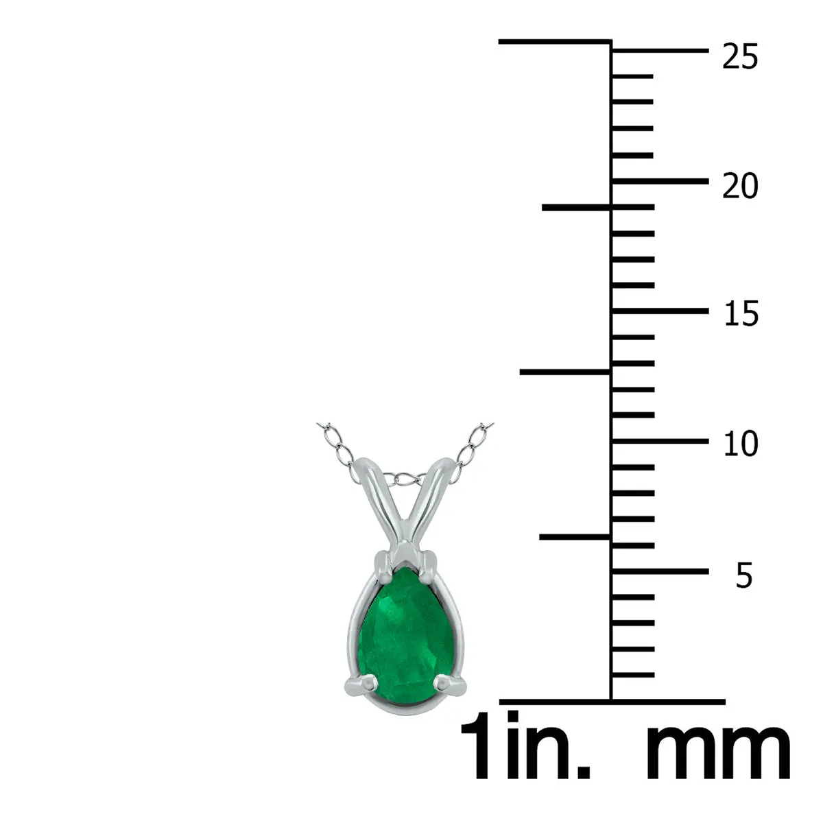 14K White Gold 5X3Mm Pear Emerald Pendant