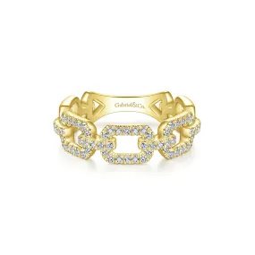 14K Yellow Gold Diamond Open Link Ring