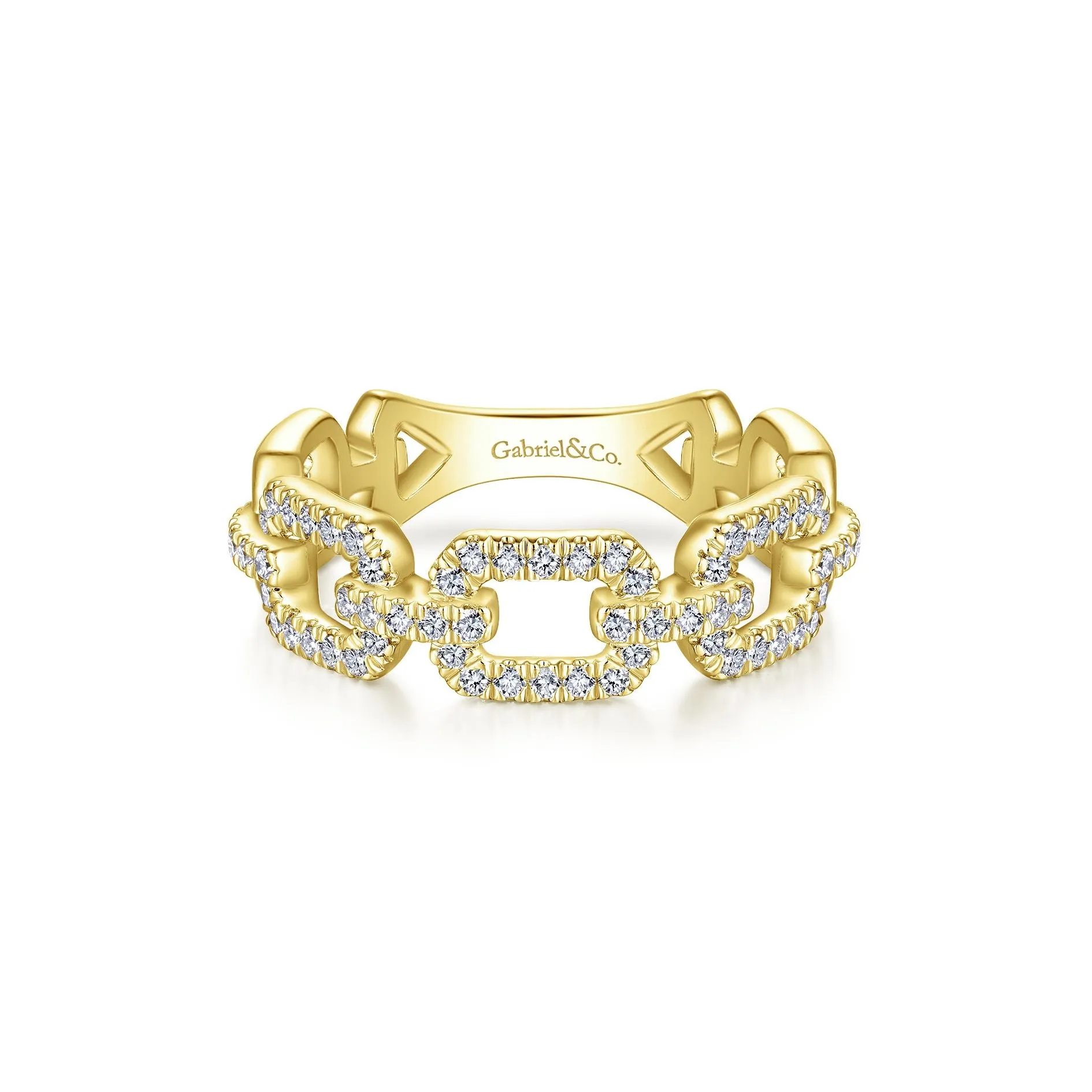 14K Yellow Gold Diamond Open Link Ring