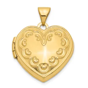 14k Yellow Gold Domed Heart Locket