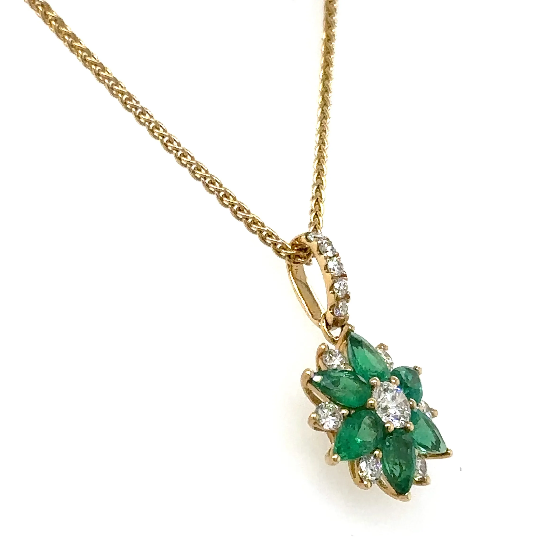 1.60ct tw Green Emerald and Diamond Pendant Necklace