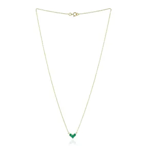 18k Solid Yellow Gold Natural Emerald Dainty Necklace For Gift