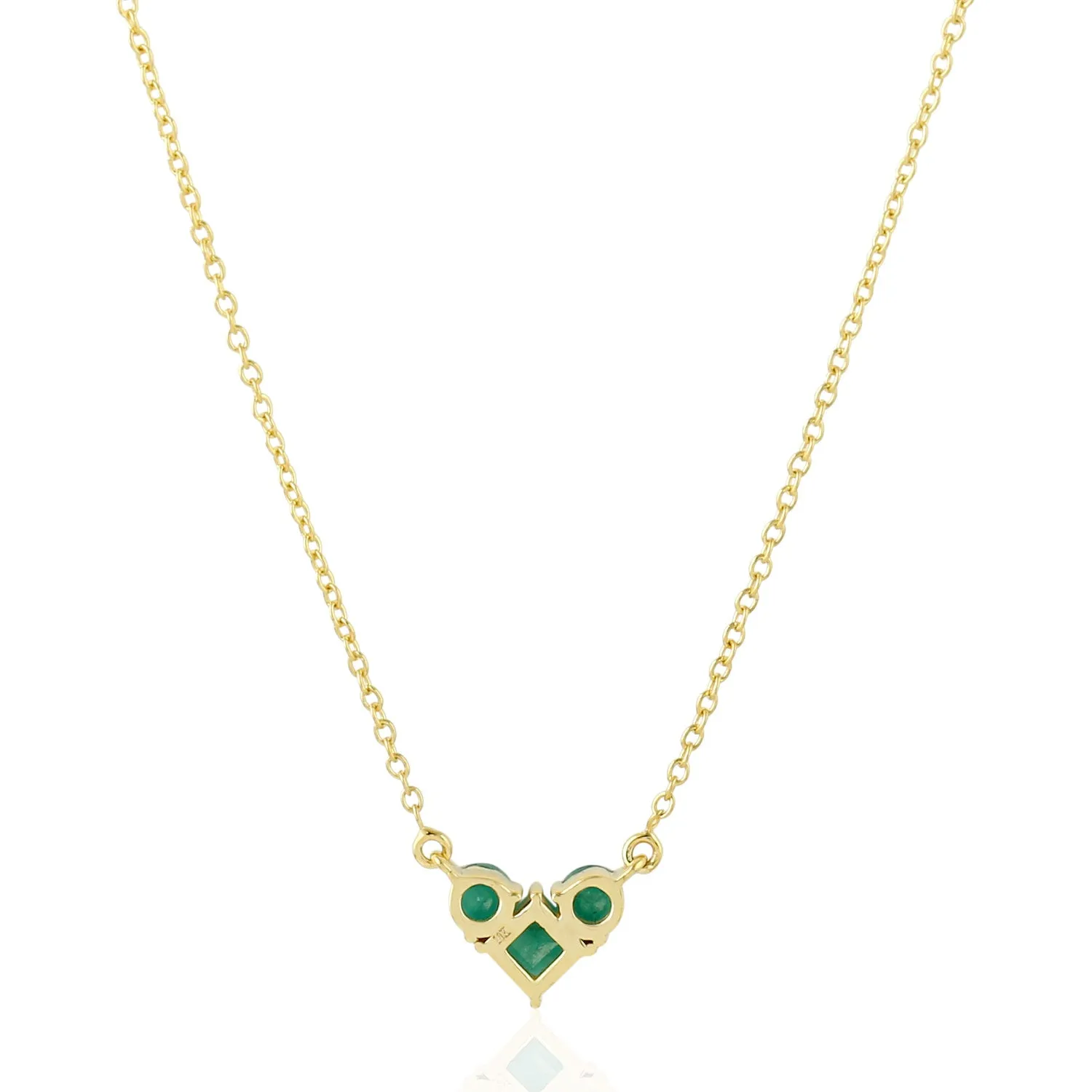 18k Solid Yellow Gold Natural Emerald Dainty Necklace For Gift