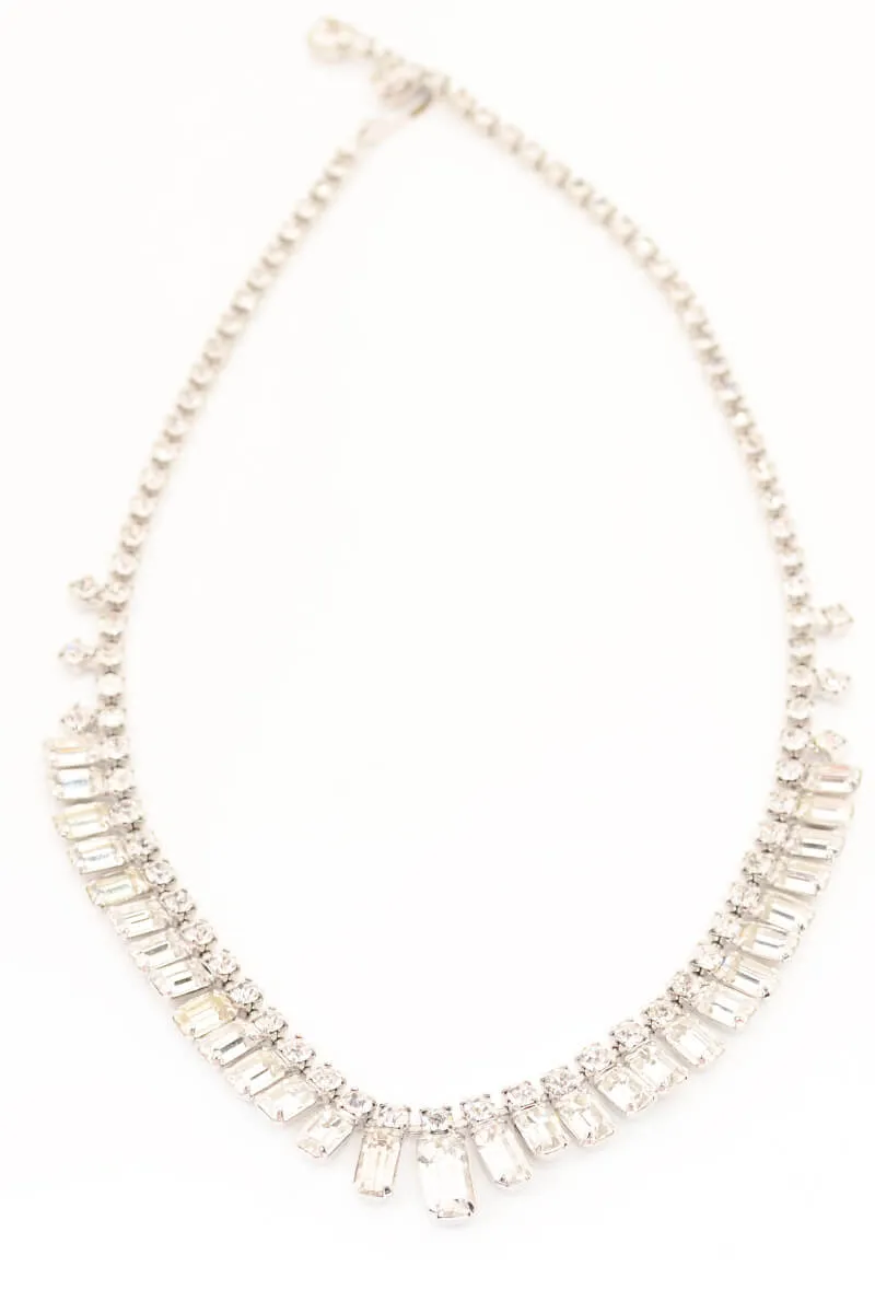 1950s Dangling Rectangular Rhinestone Necklace