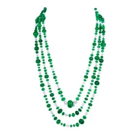 316.84ctw EMERALD & 36.03ctw DIAMOND BEAD NECKLACE IN PLATINUM, WITH 1.15ctw DIAMOND CLASP