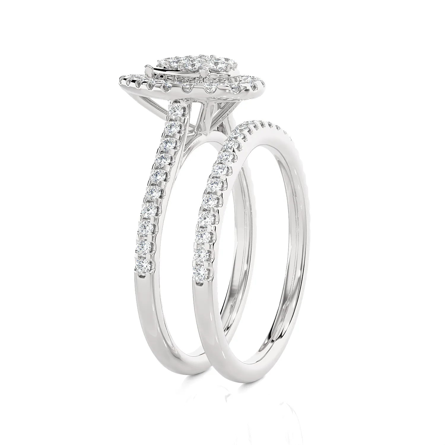 3/4 ctw Round Lab Grown Diamond Halo Bridal Set Ring