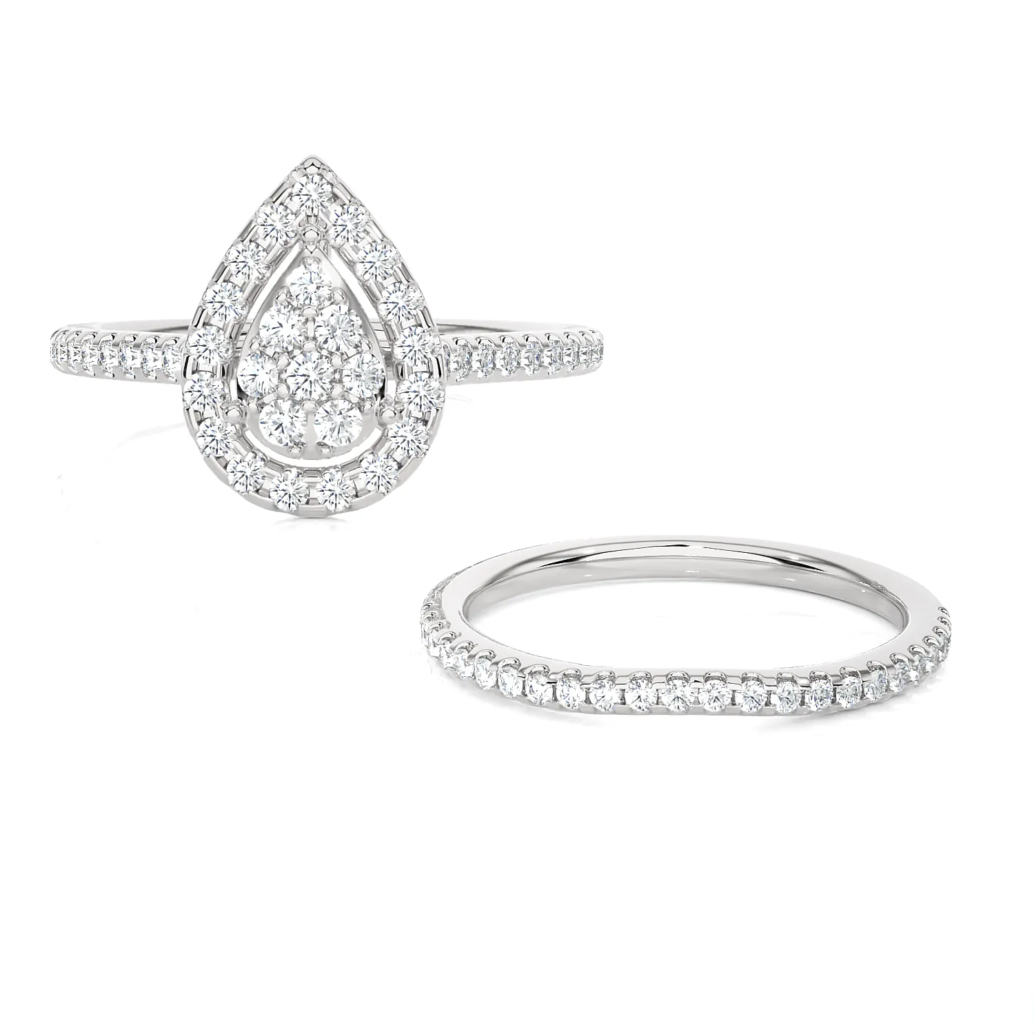 3/4 ctw Round Lab Grown Diamond Halo Bridal Set Ring