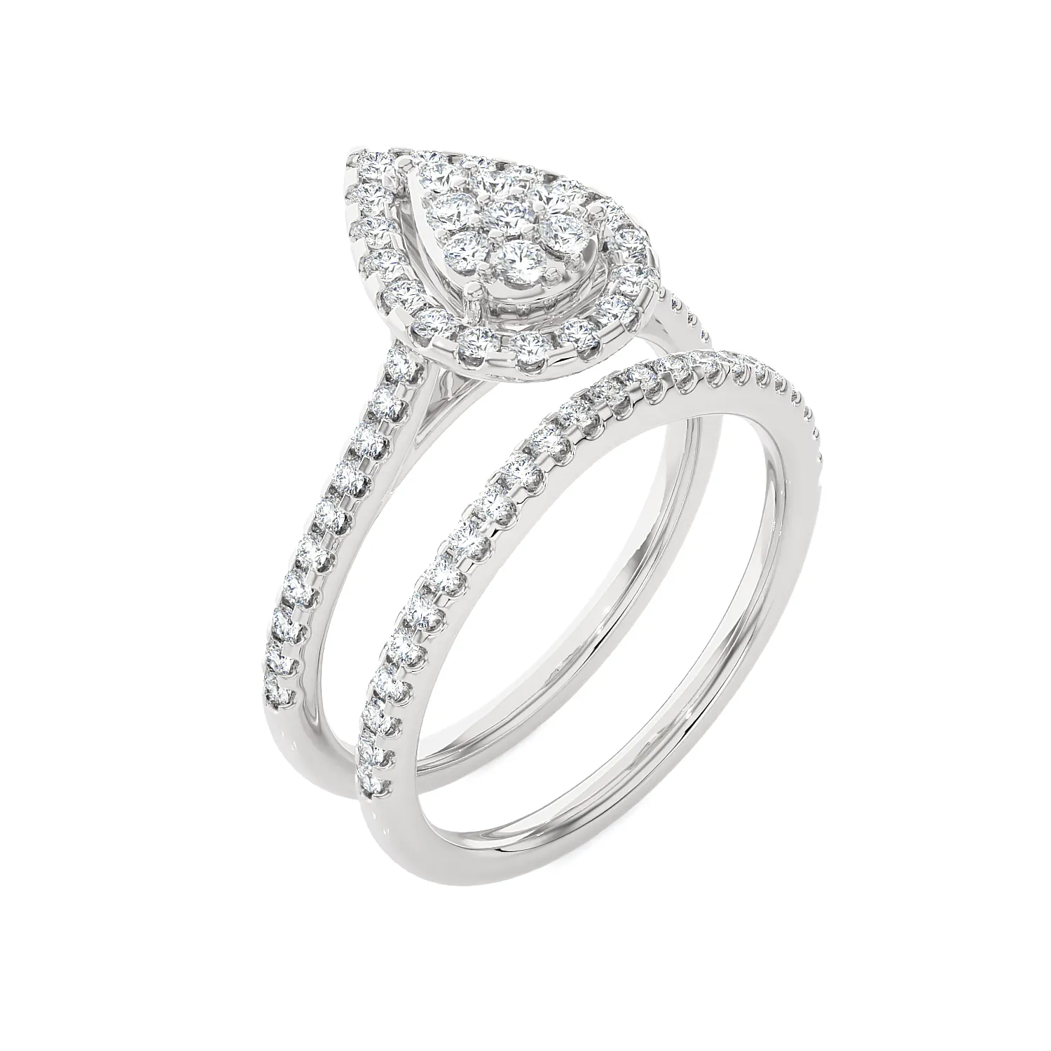 3/4 ctw Round Lab Grown Diamond Halo Bridal Set Ring