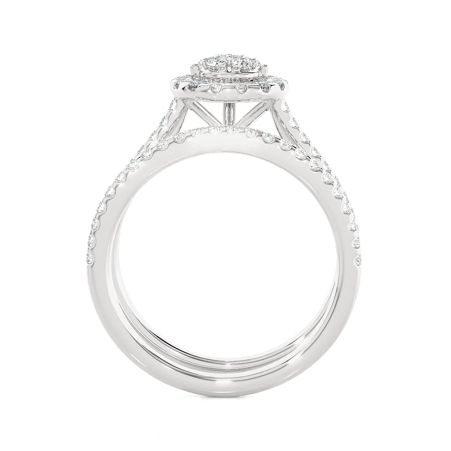 3/4 ctw Round Lab Grown Diamond Halo Bridal Set Ring