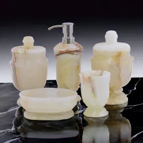 5-Piece bathroom Accessories Set of White Onyx