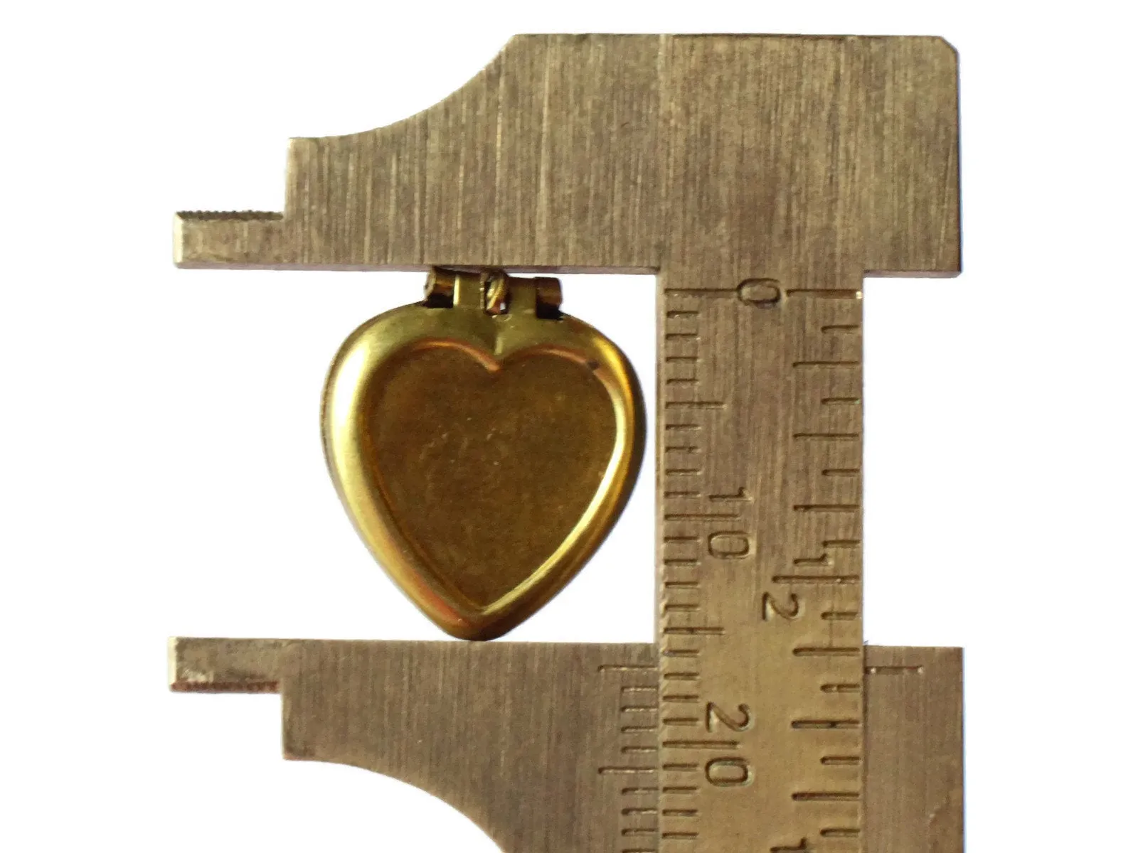 6 16mm Heart Vintage Brass Locket Top Opening Locket with Loop