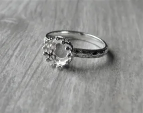 8 mm Crown Ring Blank Floral Band