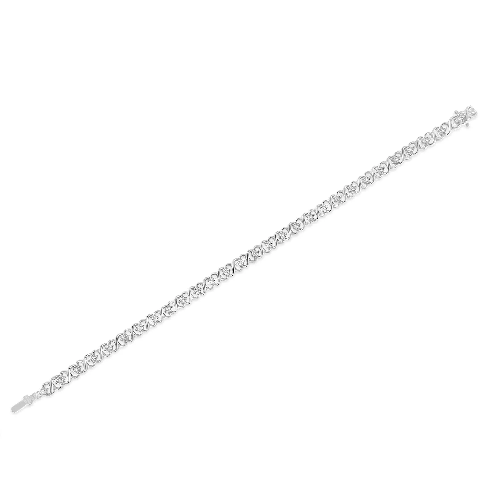 .925 Sterling Silver 1/6 Cttw Miracle Set Diamond Infinity Link and Station Tennis Bracelet