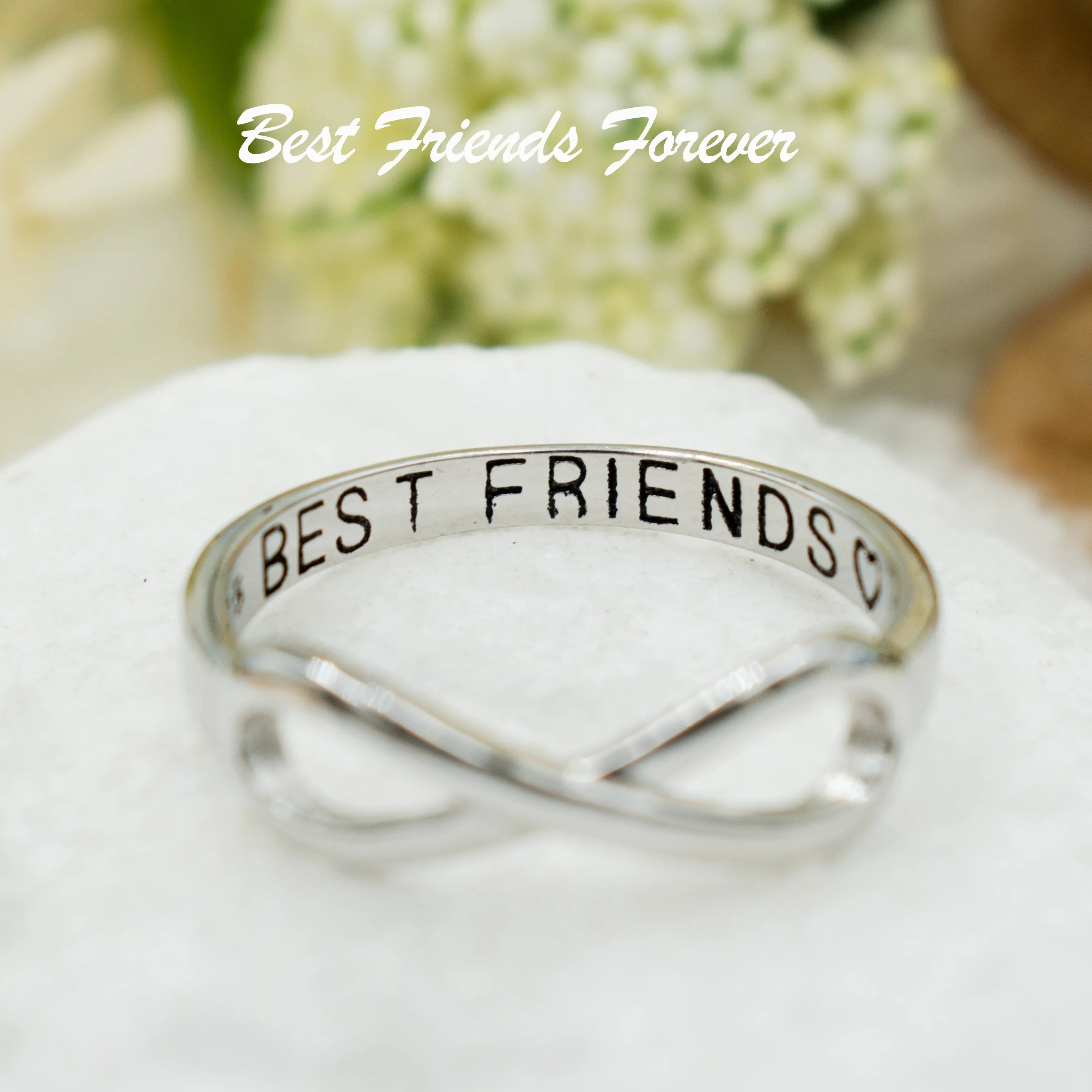 925 Sterling Silver Best Friends Ring For Girls, Women.  BFF Infinity Symbol Ring.  Friendship, Life Partner Ring. Valentine's Day Gift.