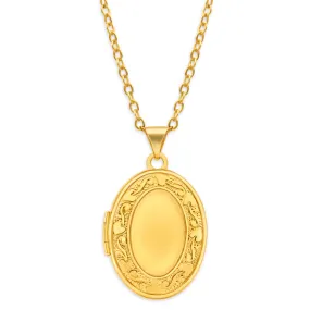 9ct Yellow Gold Silver Filled Oval Emboss Edge Locket