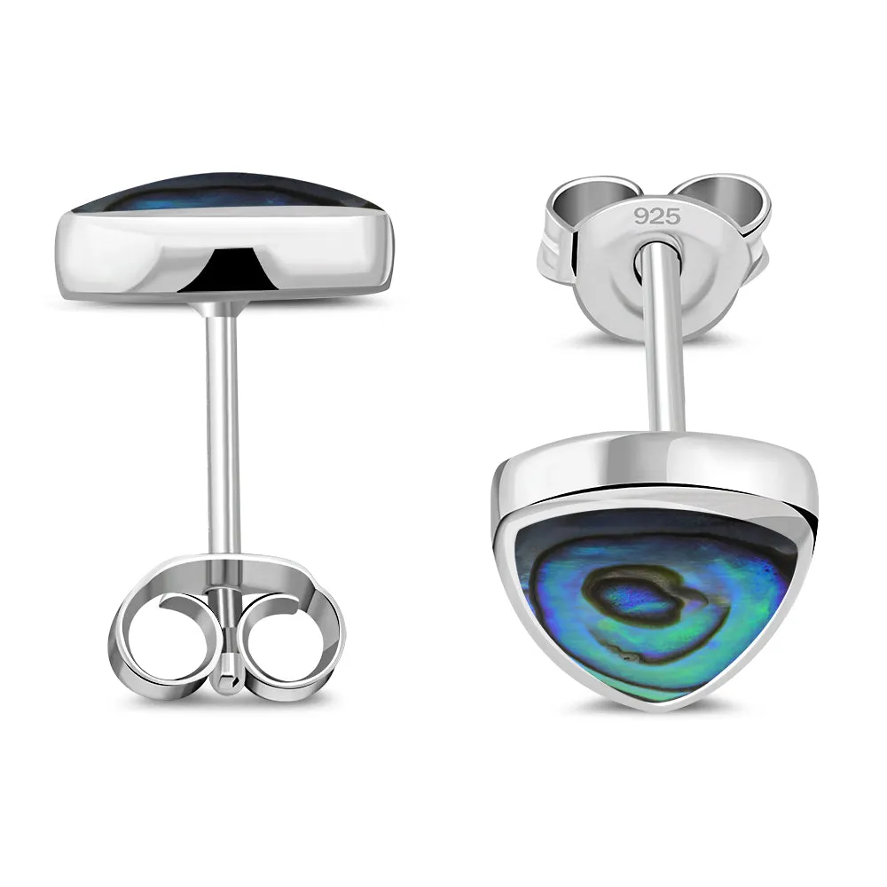 Abalone Shell Reuleaux Triangle Silver Stud Earrings