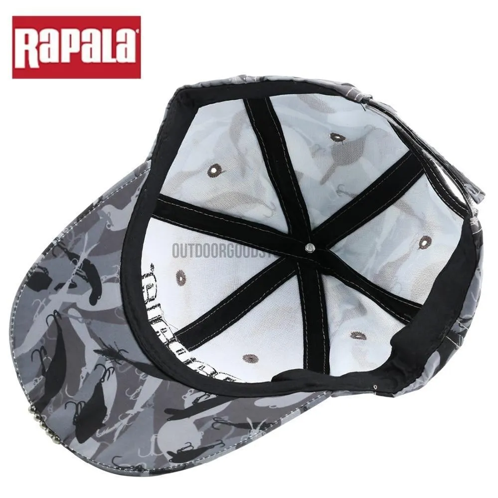 Adjustable Rapala Camouflage LED Light Fishing Hat Cap