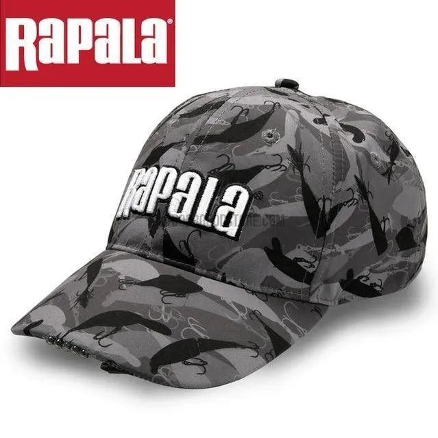 Adjustable Rapala Camouflage LED Light Fishing Hat Cap