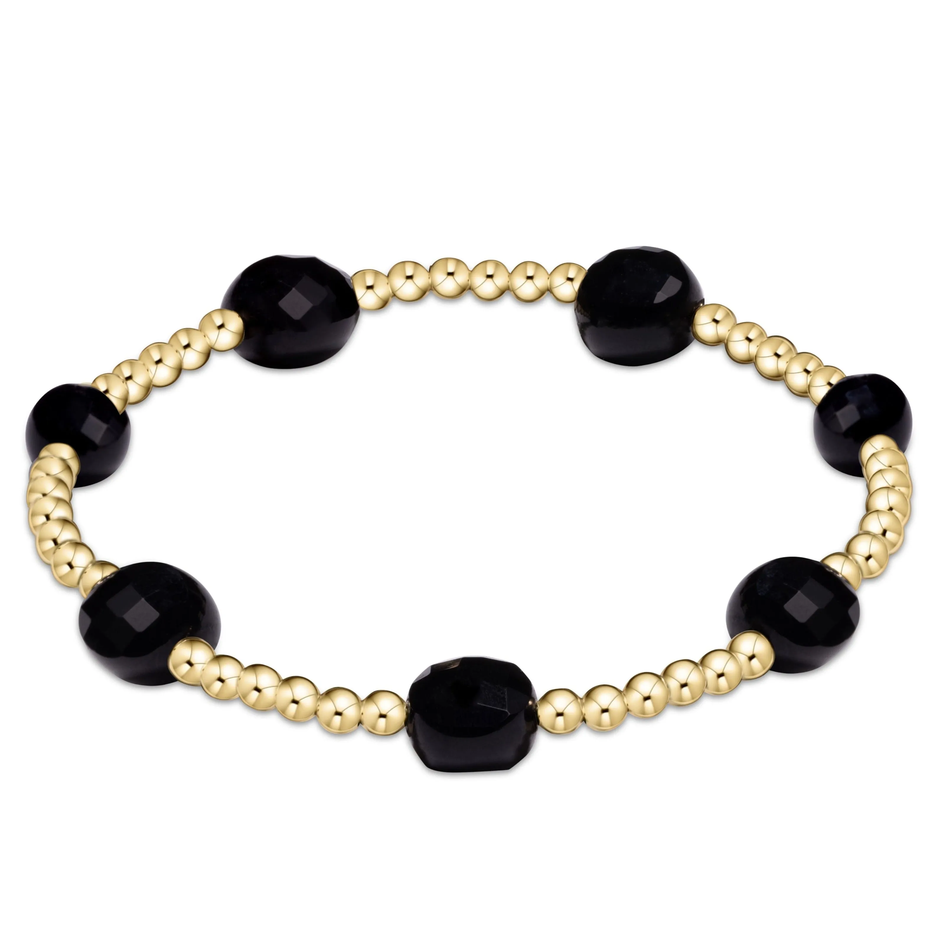 Admire Gold 3mm Bead Bracelet - Faceted Onyx