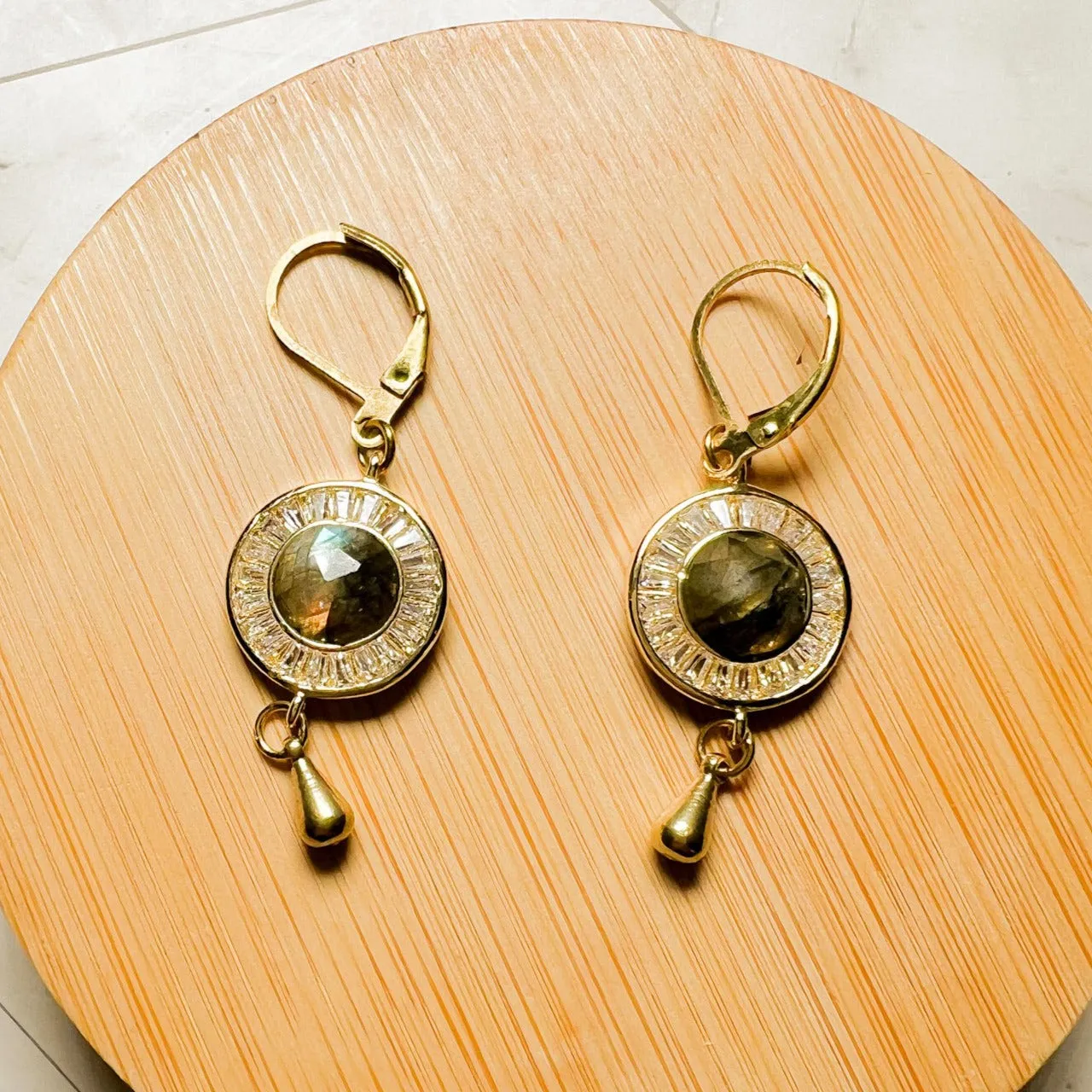 Ajna: Third Eye Earring - CZ and Labradorite