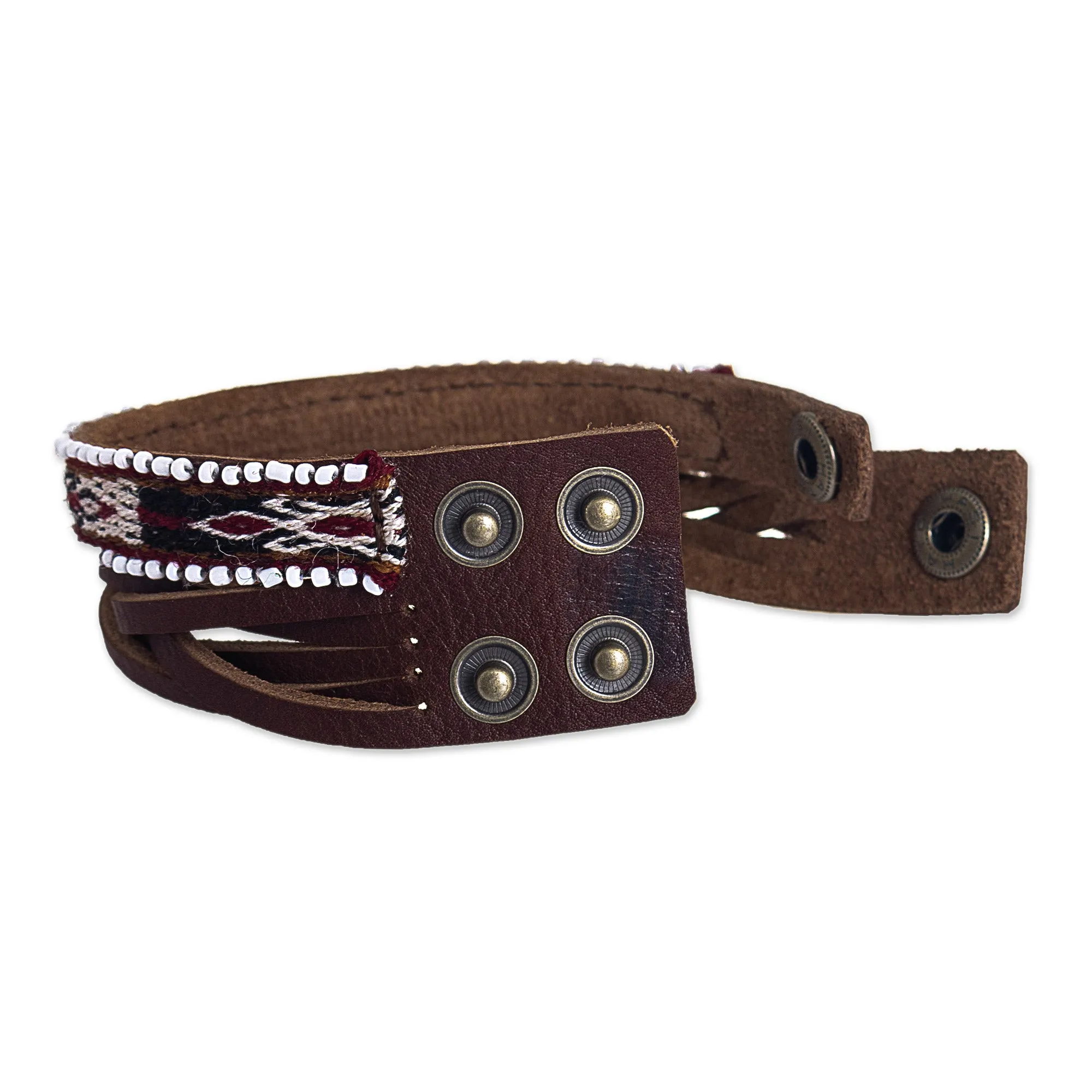 Andean Braided Leather and Wool Bracelet - Andean Roads | NOVICA