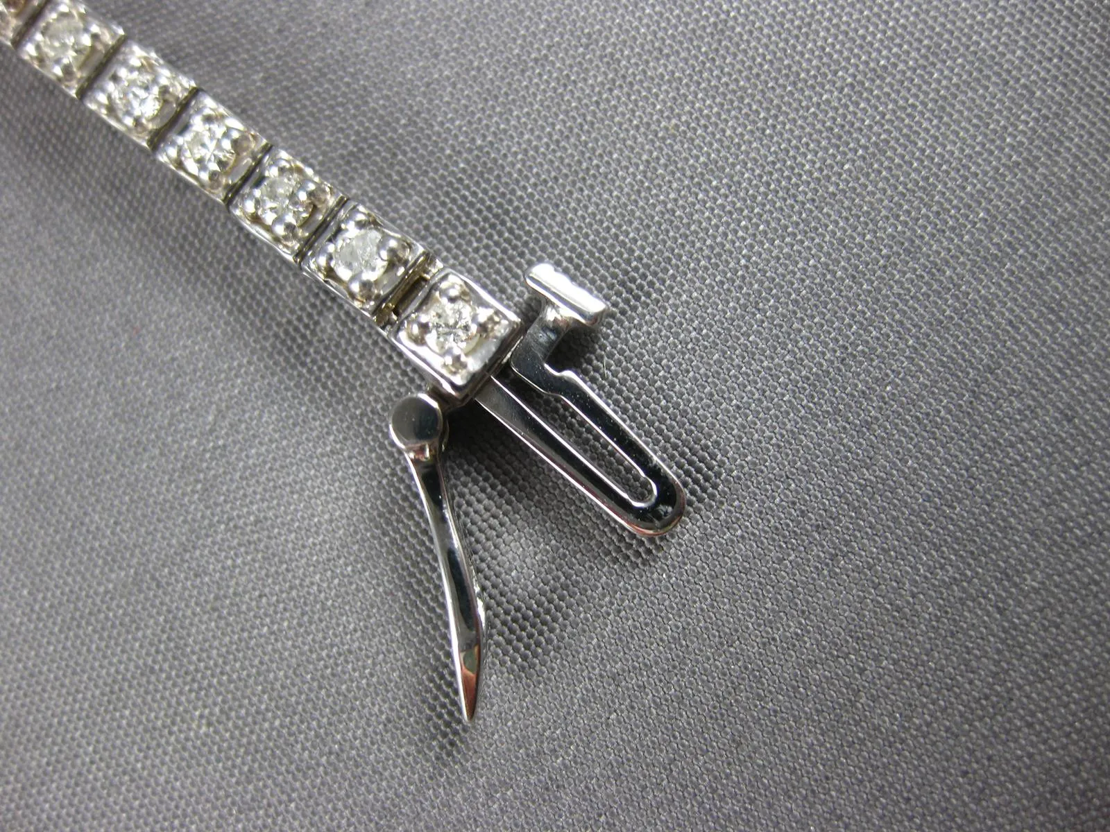 ANTIQUE LONG ART DECO OLD MINE DIAMOND & PINK TORMALINE 14KT WHITE GOLD BRACELET