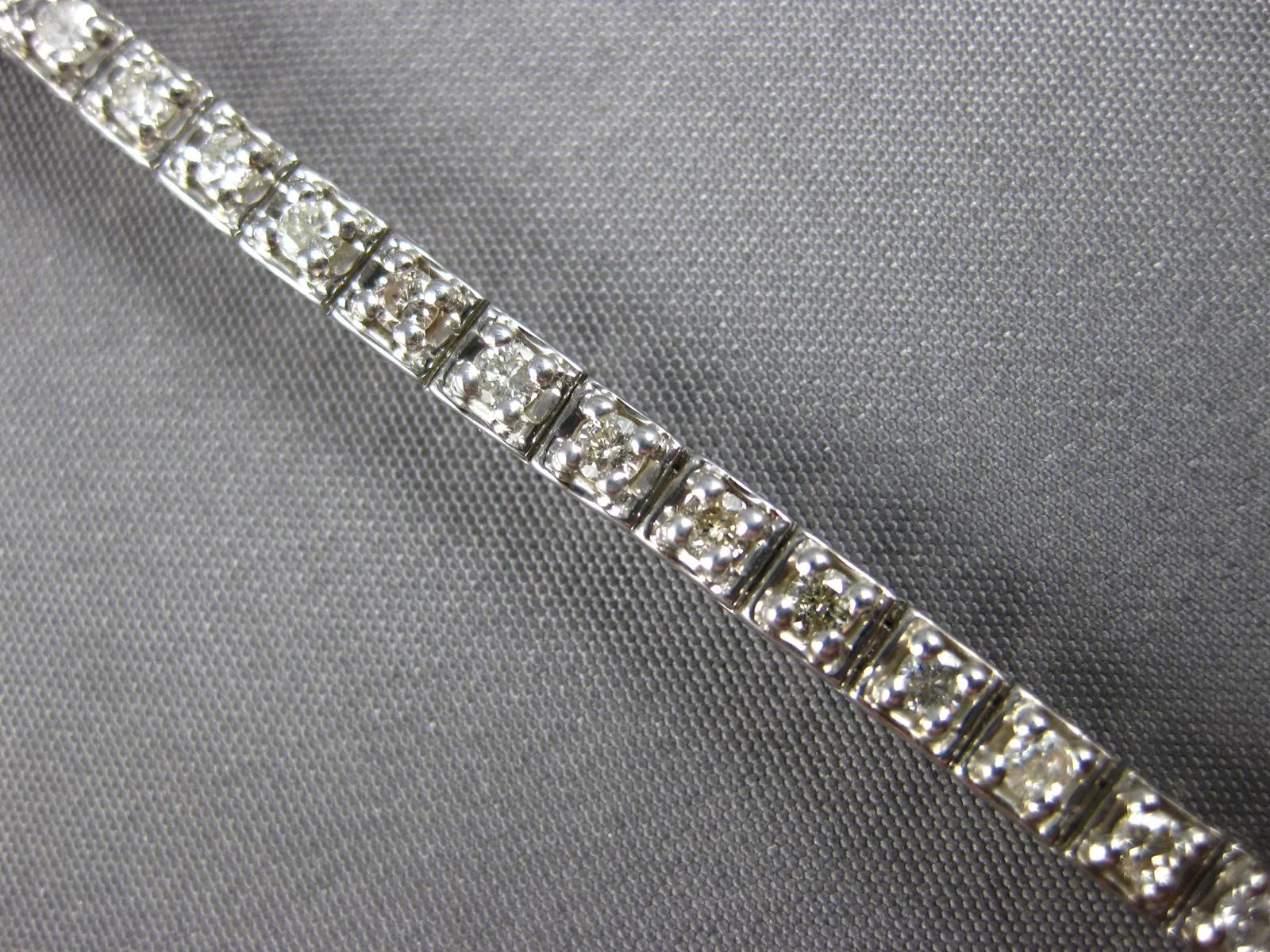 ANTIQUE LONG ART DECO OLD MINE DIAMOND & PINK TORMALINE 14KT WHITE GOLD BRACELET