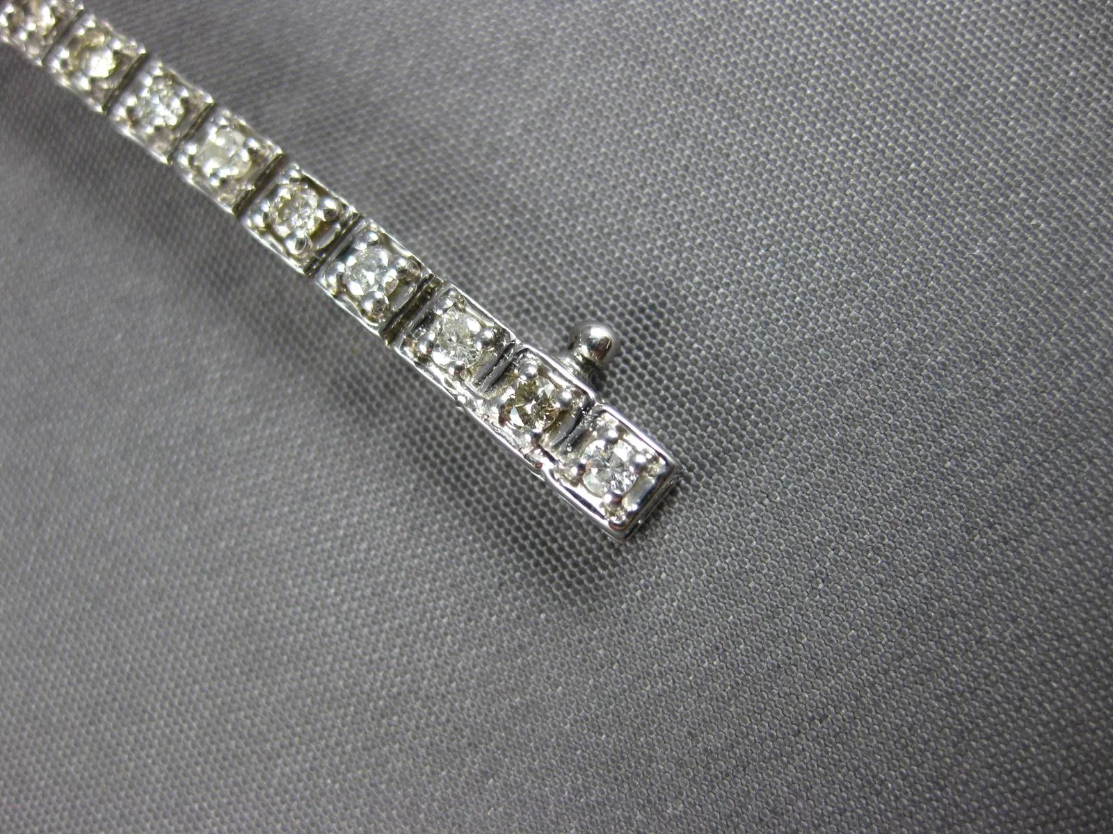 ANTIQUE LONG ART DECO OLD MINE DIAMOND & PINK TORMALINE 14KT WHITE GOLD BRACELET