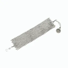 Antique Silver Unisex Pewter Flat Weave Bracelet