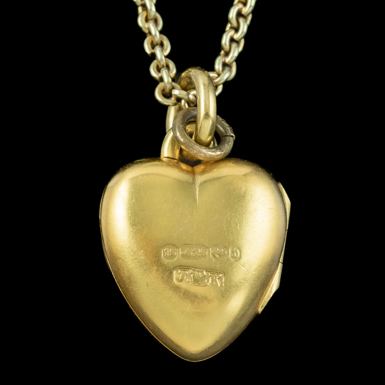 Antique Victorian Diamond Heart Locket Necklace With Heart Box Dated 1876