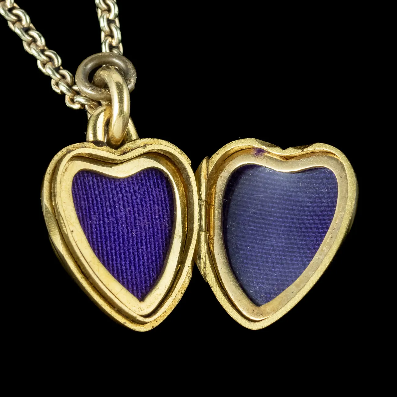 Antique Victorian Diamond Heart Locket Necklace With Heart Box Dated 1876