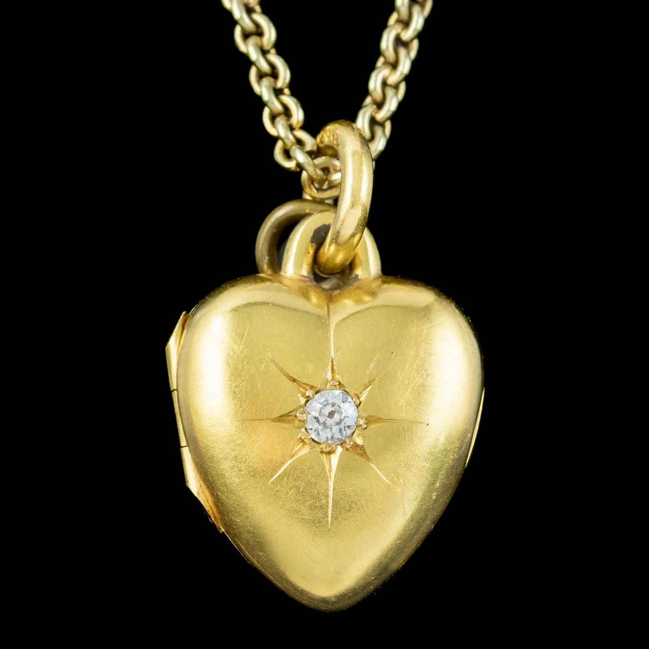 Antique Victorian Diamond Heart Locket Necklace With Heart Box Dated 1876