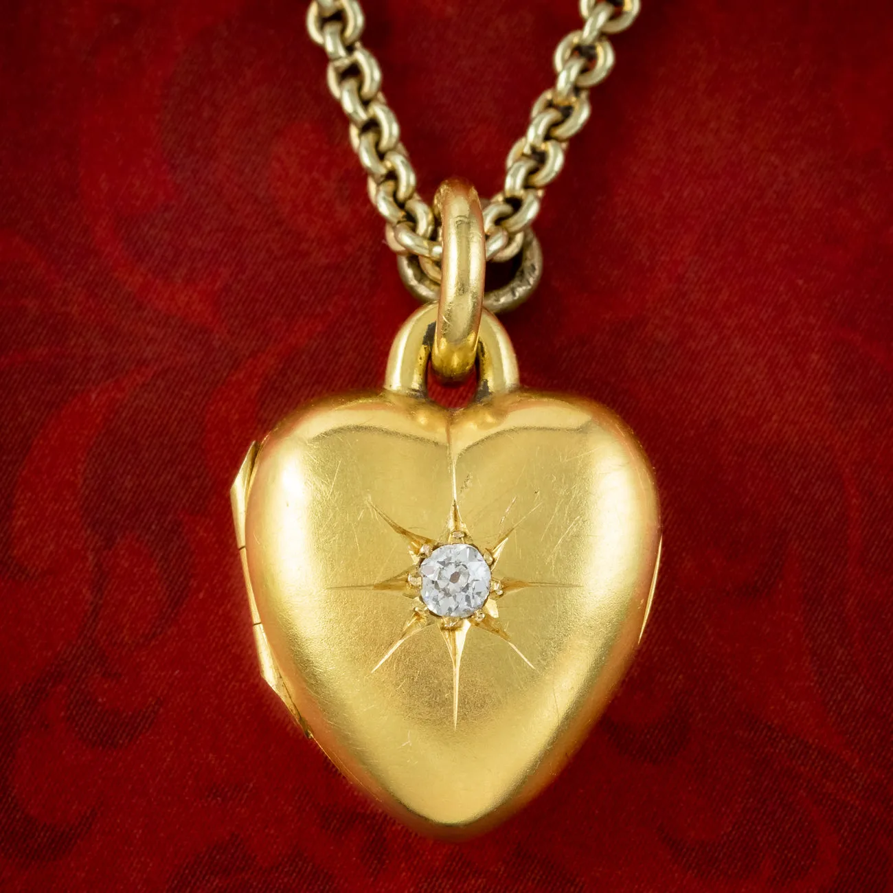 Antique Victorian Diamond Heart Locket Necklace With Heart Box Dated 1876