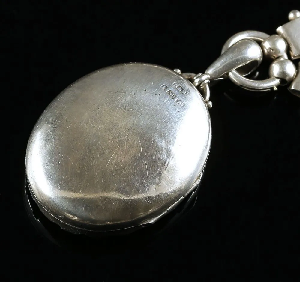 Antique Victorian Locket Necklace Sterling Silver Dated 1880