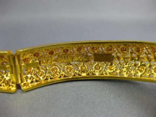 ANTIQUE WIDE & LARGE 22KT YELLOW GOLD CLASSIC FILIGREE ETERNITY BANGLE BRACELET