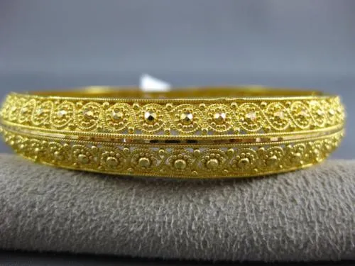 ANTIQUE WIDE & LARGE 22KT YELLOW GOLD CLASSIC FILIGREE ETERNITY BANGLE BRACELET