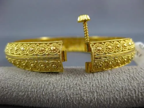 ANTIQUE WIDE & LARGE 22KT YELLOW GOLD CLASSIC FILIGREE ETERNITY BANGLE BRACELET